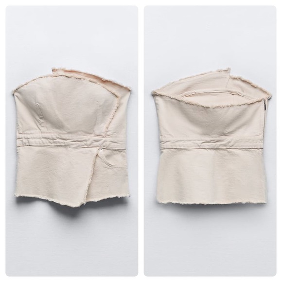 Zara Tops - NWT Zara Woman Asymmetric Bustier in Sand in size L